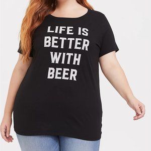 Torrid Better with Beer Black Crew Tee